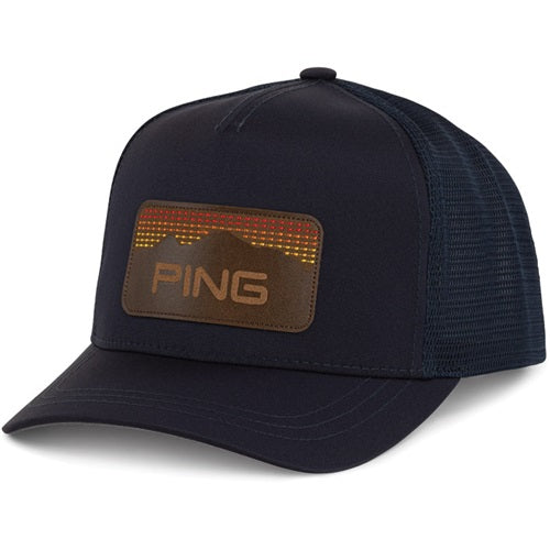 An image of PING 214 Camel Back Hat - Navy on a white background