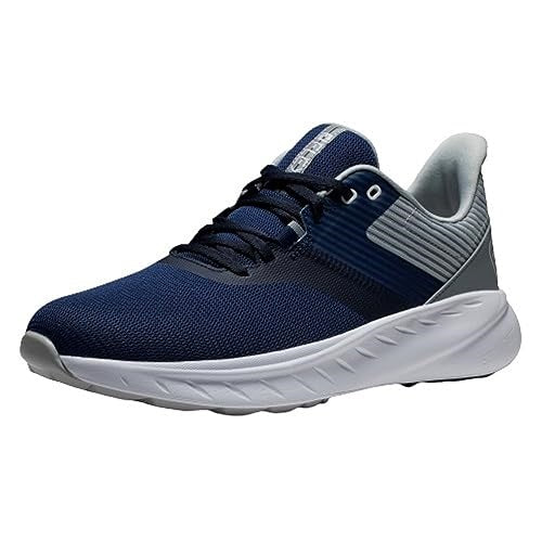 An image of FootJoy Flex Spikeless Golf Shoes - Navy/Gray/White - 8.5 - Medium on a white background
