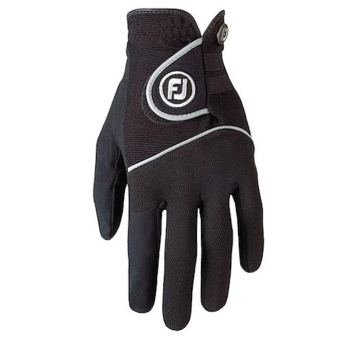 An image of 2018 - Footjoy - Women'S Rain Grip Gloves - Pair - Black - L on a white background