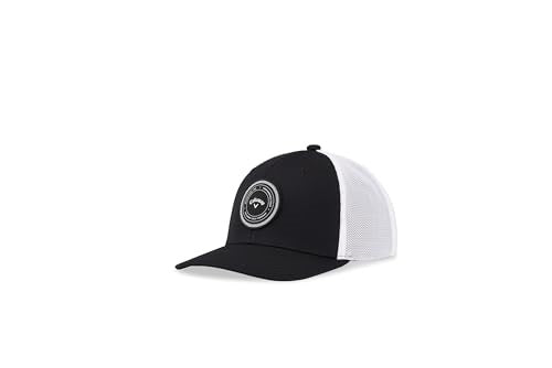 An image of Callaway Playing Through Trucker Hat - Black on a white background