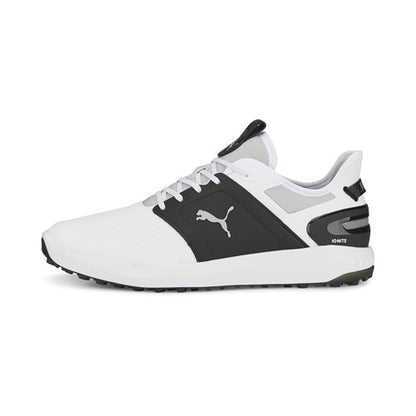 An image of Puma Ignite Elevate Golf Shoes - Puma White / Puma Black - 11 on a white background