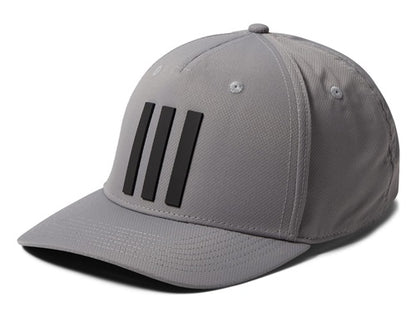 An image of Adidas Tour Hat 3 Stripe - Grey Heather - OSFM on a white background