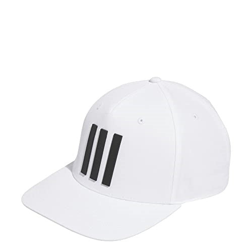 An image of Adidas Tour Hat 3 Stripe - White - OSFM on a white background