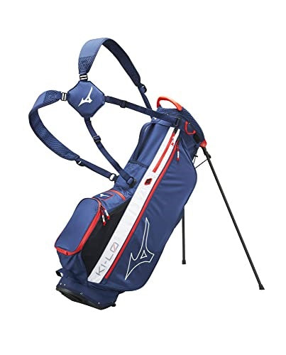 An image of Mizuno K1-L0 Lightweight Stand Bag - Navy / Red on a white background
