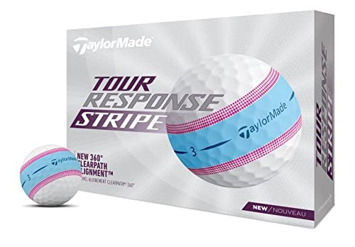 TaylorMade 2023 Golf Tour Response Stripe Golf Balls - Blue/Pink - Dozen