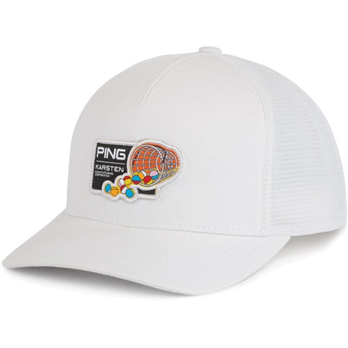 An image of PING 214 Buckets Cap - White on a white background