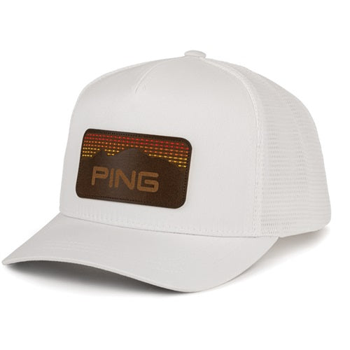 An image of PING 214 Camel Back Hat - White on a white background