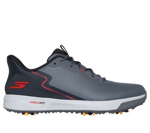 An image of NEW Skechers Go Golf Elite Vortex Rival Golf Shoes Charcoal Extra Wide on a white background