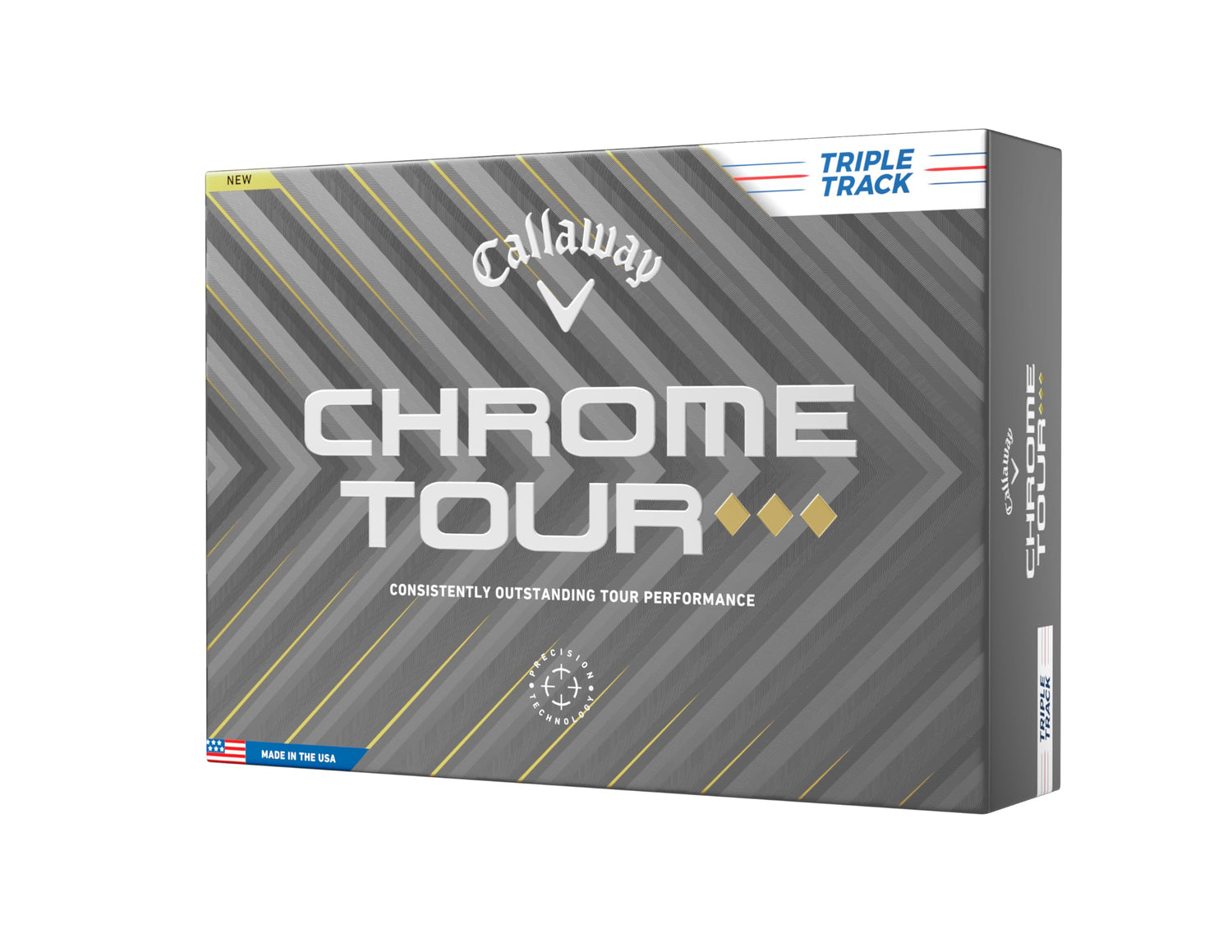 A hero image of a dozen pack of Callaway Chrome Tour Triple Diamond Triple Track Golf Balls