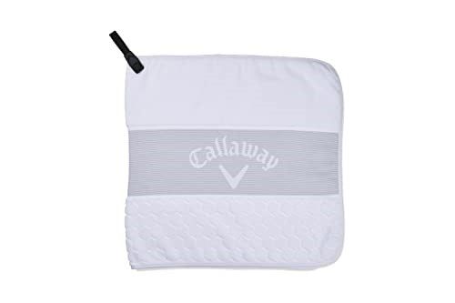 A white Callaway golf towel on a white background