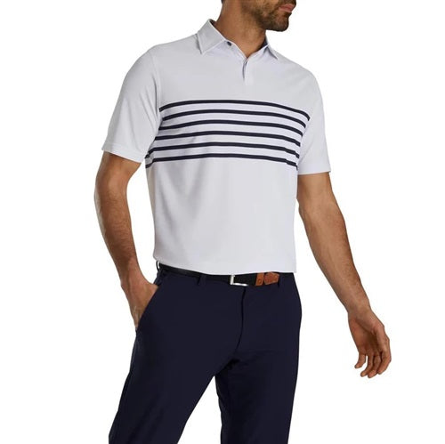 FootJoy Modern Engineering Stretch Pique Self Collar White/Navy