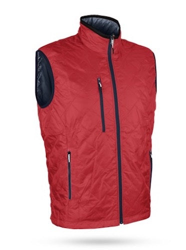 An image of Sun Mountain Granite II Vest - Reversible - Red / Navy - L on a white background