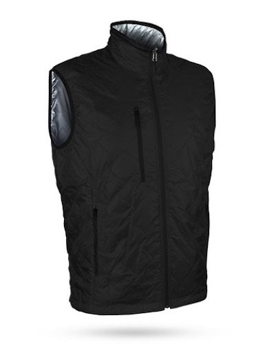 An image of Sun Mountain Granite II Vest - Reversible - Black / Platinum - L on a white background