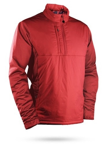 An image of Sun Mountain Colter II Long Sleeve Pullover - Fiery Red - M on a white background