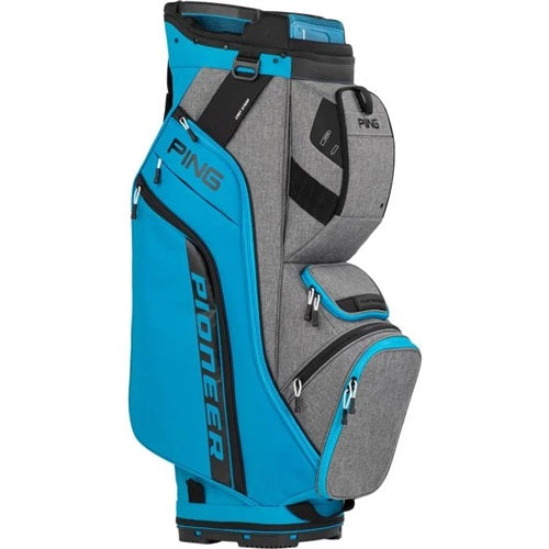 PING 214 Pioneer Cart Bag - Bright Blue / Heather Grey / Black