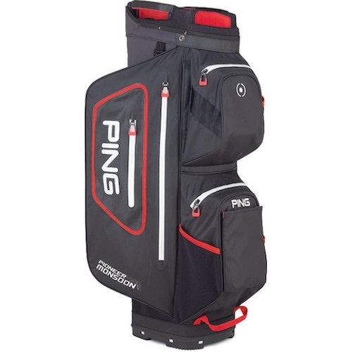 PING 201 Pioneer Monsoon Waterproof Cart Bag - Black / Scarlet / White