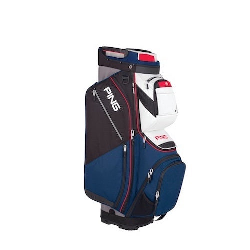 PING Pioneer Cart Bag - Navy / White / Scarlet