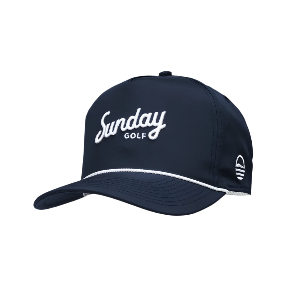 Sunday Golf Navy Rope Hat on white background