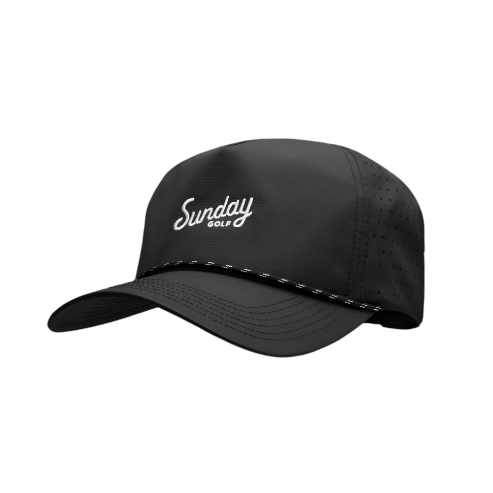 Sunday Golf Black Performance Hat on white background