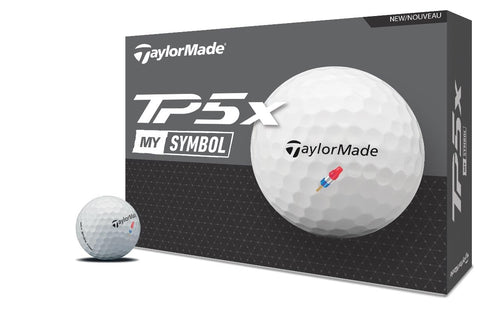 A box description of the TaylorMade TP5X My Symbol Golf Balls