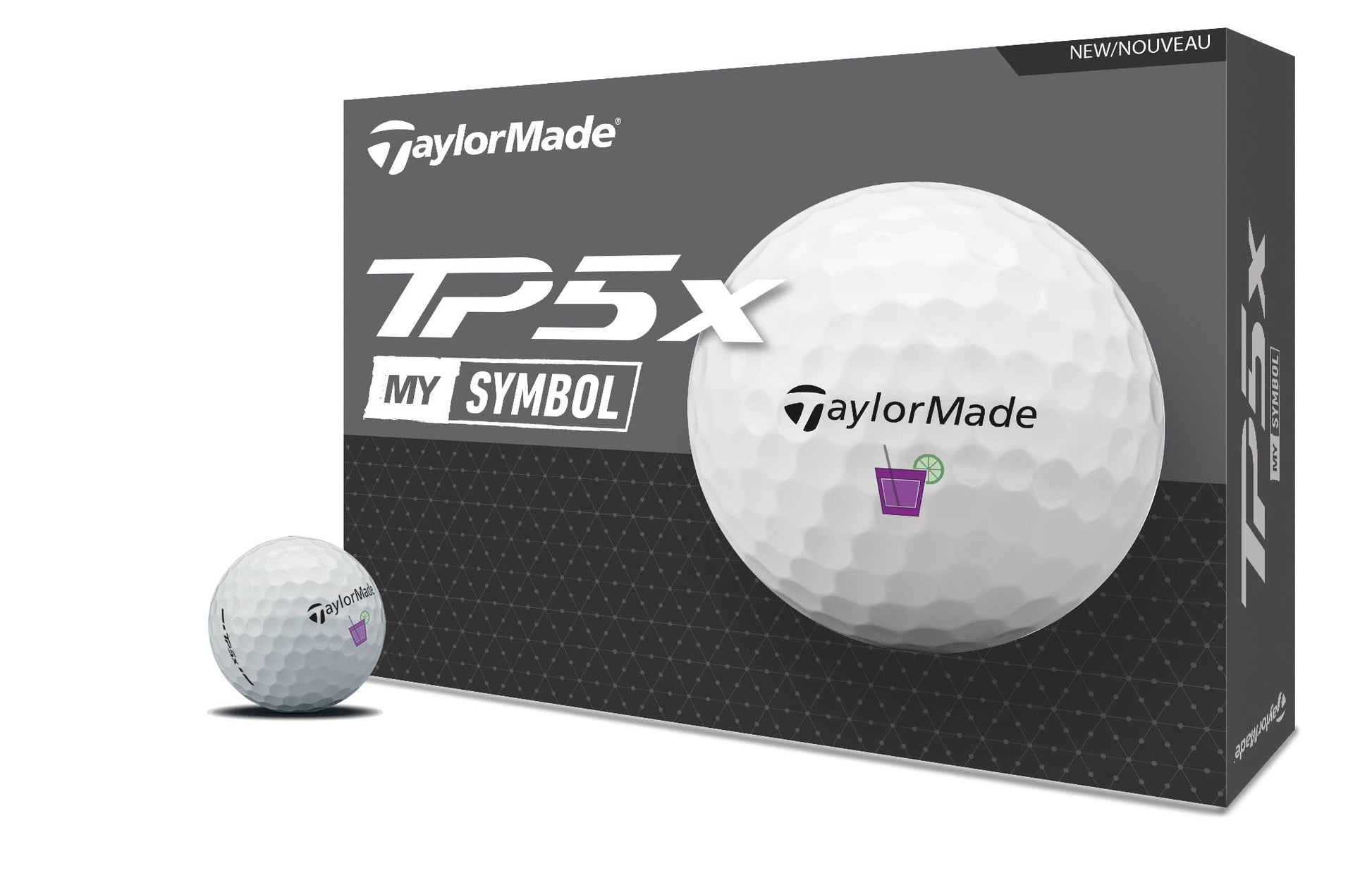 A box description of the TaylorMade TP5X My Symbol Golf Balls