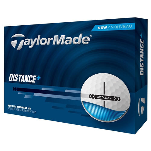 An image of the front side of the box of TaylorMade Distance + Golf Balls