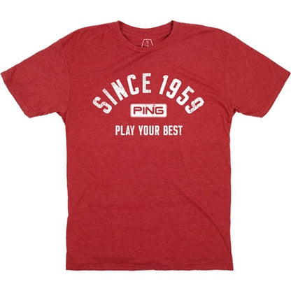 An image of PING Throwback T-Shirt - Red - L on a white background