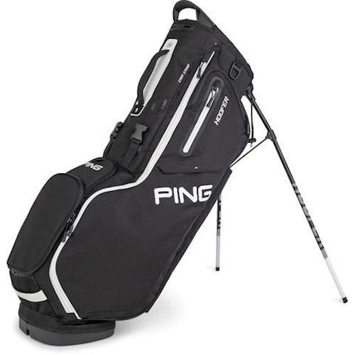 An image of PING Hoofer 201C Stand Bag - Double Strap - Black on a white background