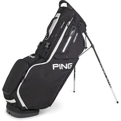 An image of PING Hoofer 201C Stand Bag - Double Strap - Black on a white background