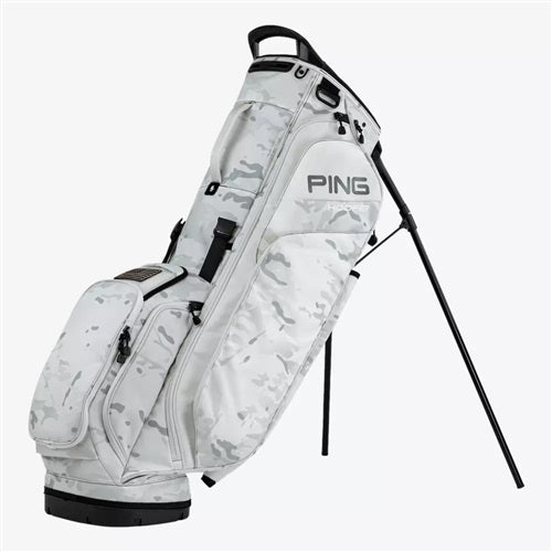 An image of PING Hoofer 201C Stand Bag - Double Strap - Snow Camo on a white background