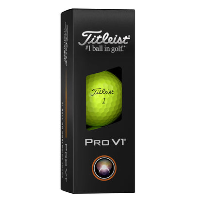 Titleist Pro V1 golf ball in packaging on a white background