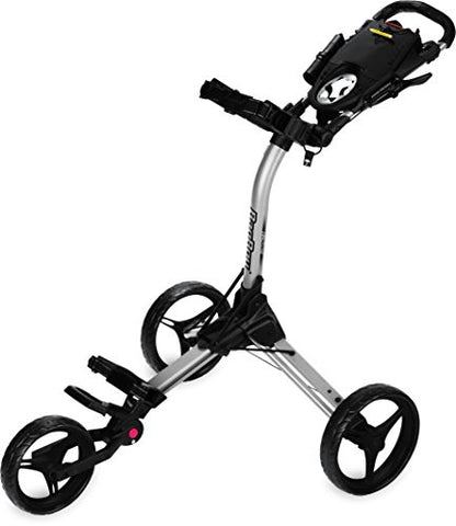 An image of Bag Boy Compact 3 Golf Push Cart - Silver/Black on a white background