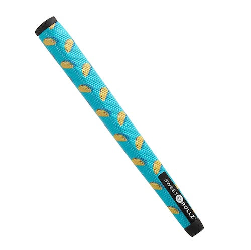 Product image of Sweetollz "Tuesday" golf putter grip in blue covered with Taco icons