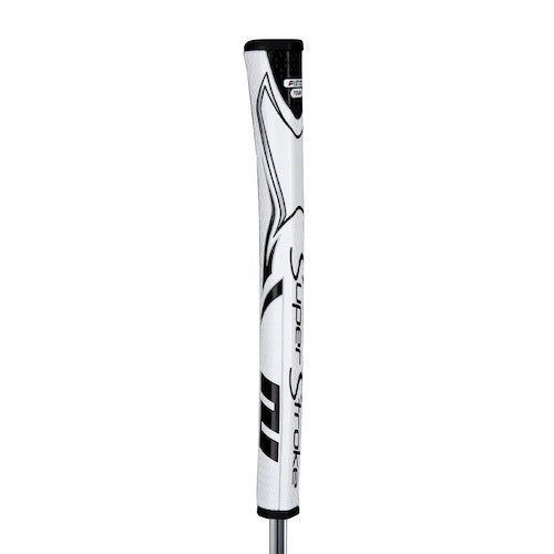 An image of SuperStroke Zenergy Pistol Tour Putter Grip - White / Black on a white background