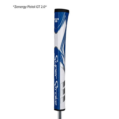 An image of SuperStroke Zenergy Pistol 2.0 Putter Grip - Blue / White on a white background