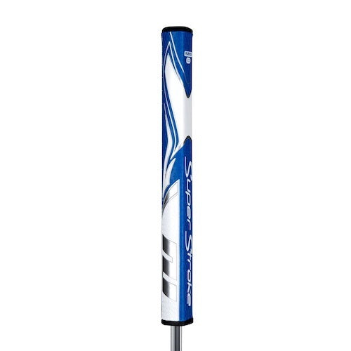 An image of SuperStroke Zenergy Flatso 2.0 Putter Grip - Blue / White on a white background