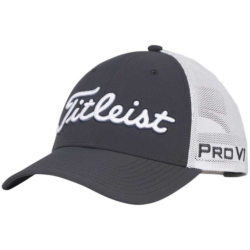 An image of Titleist Tour Performance Mesh Hat Charcoal/White One Size Fits Most on a white background