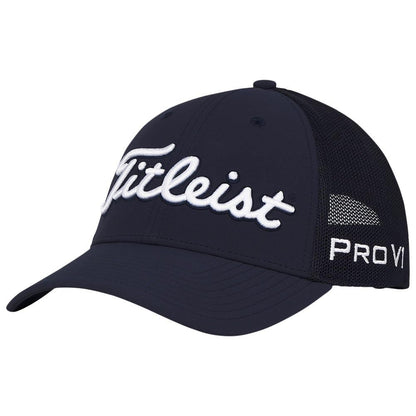An image of Titleist Tour Performance Mesh Hat Navy/White One Size Fits Most on a white background