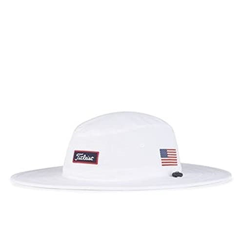 An image of Titleist Charleston Aussie Hat - White / Navy / Red on a white background