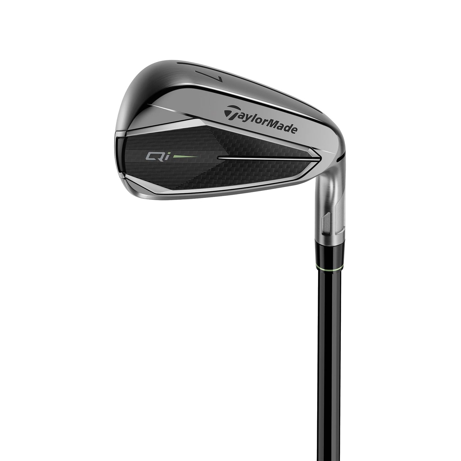 Product image of a TaylorMade Qi golf iron on a white background