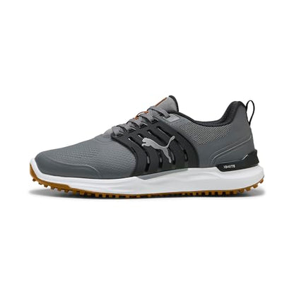 An image of Puma Men's Ignite Elevate X Shoe, Slate Sky/Puma Black/Green Glare, 11 on a white background