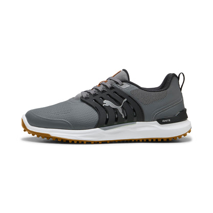An image of Puma Men's Ignite Elevate X Shoe, Slate Sky/Puma Black/Green Glare, 8 on a white background