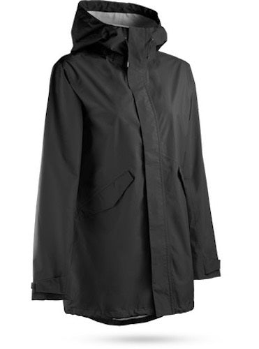 An image of Sun Mountain Women's Monsoon Hooded Rain Parka Black - M on a white background