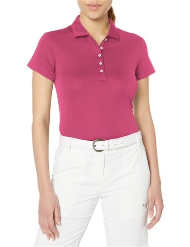 An image of Puma Women's Pounce Polo, Large, Magenta Haze on a white background