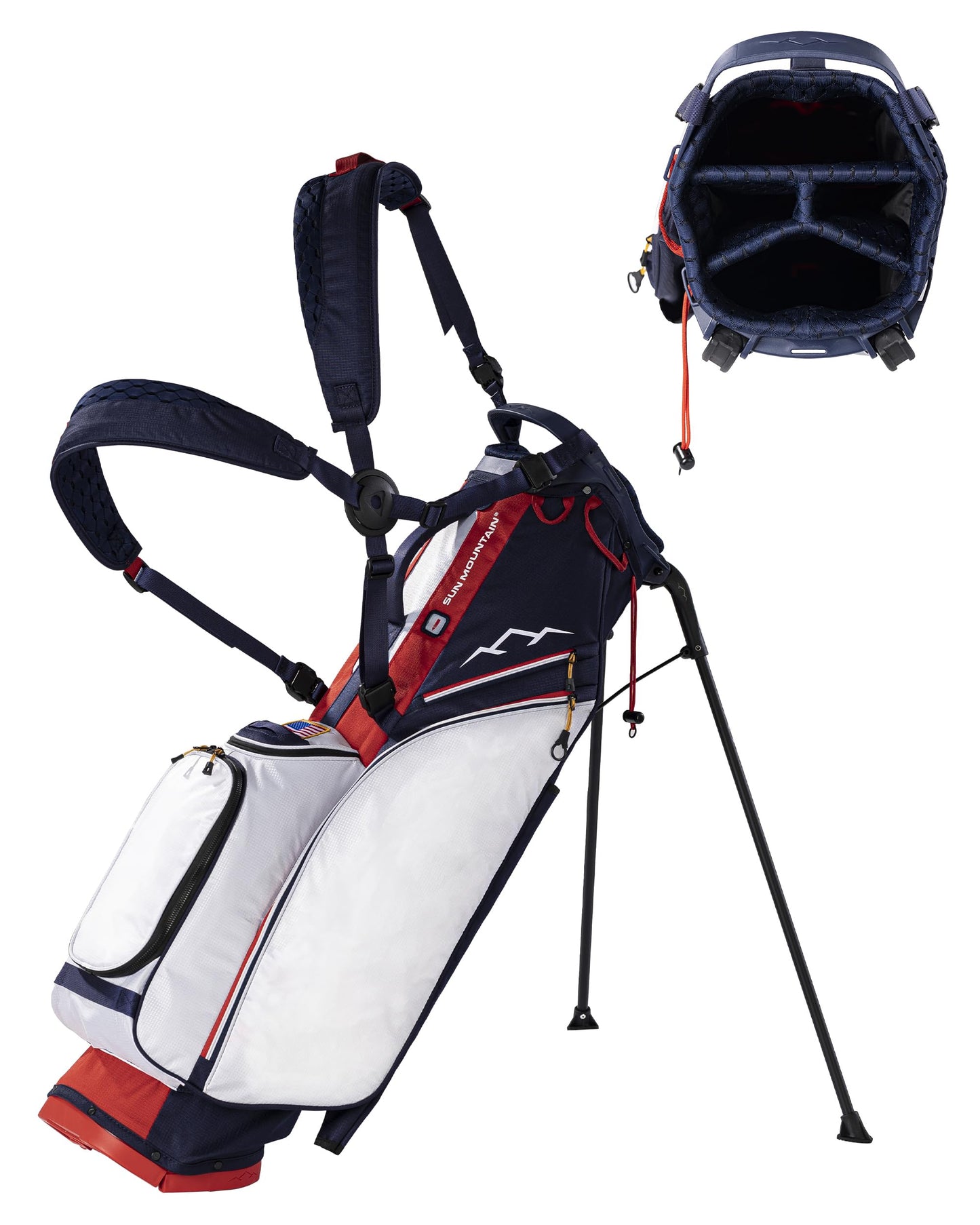 An image of Sun Mountain E-2.5 Lite Navy-White-Red on a white background