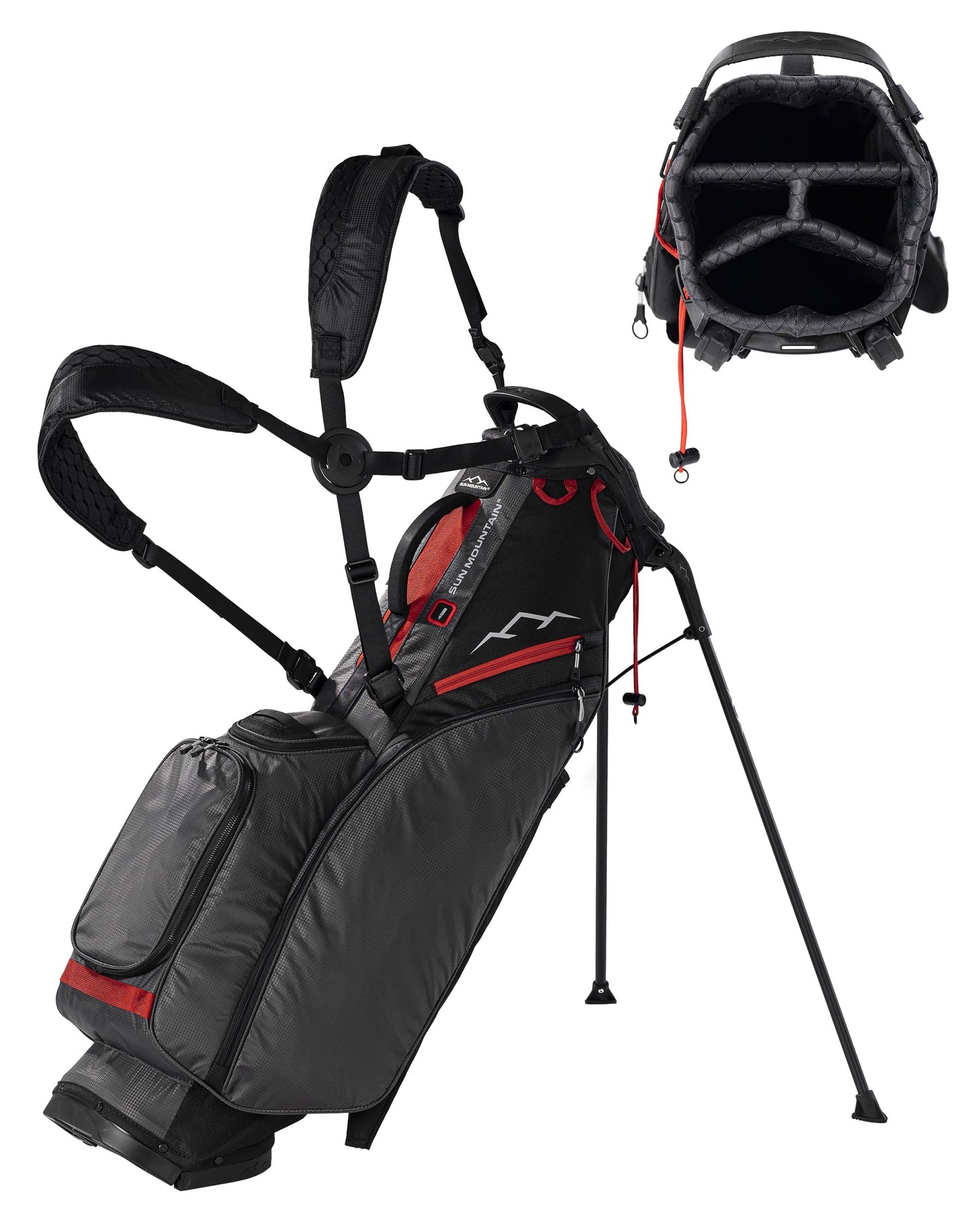 An image of Sun Mountain E-2.5 Lite Black-Steel-Red on a white background