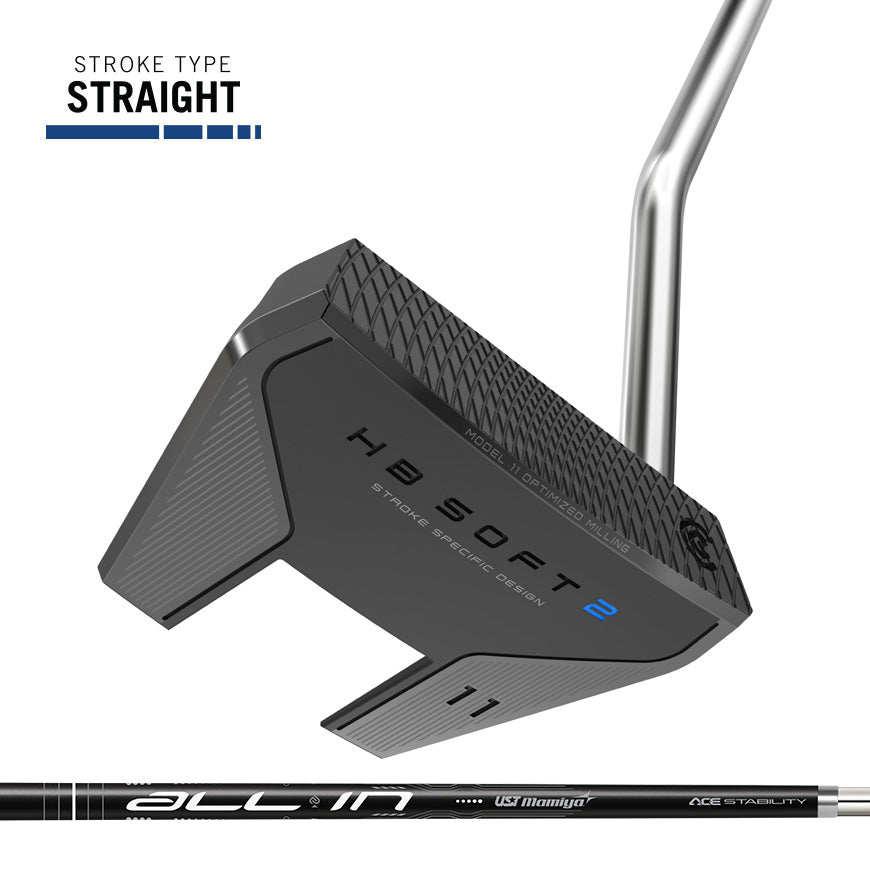 An image of Cleveland Golf HB Soft 2 Black #11 Putter - Right Handed/34"/Double Bend on a white background