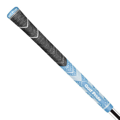 Product image with a blue and black Golf Pride grip on a white background