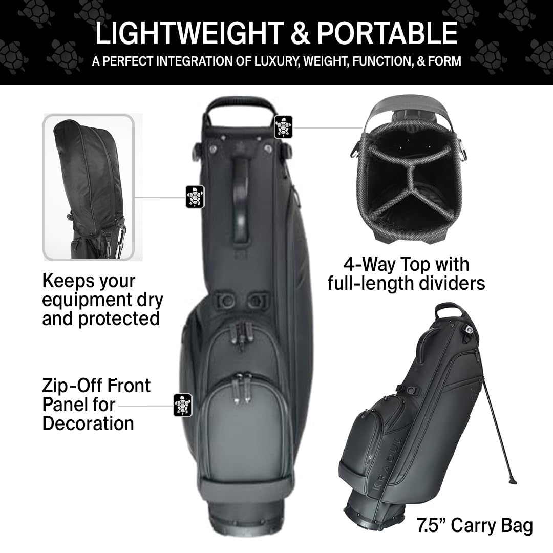 Golf bag with features highlighted on a white background