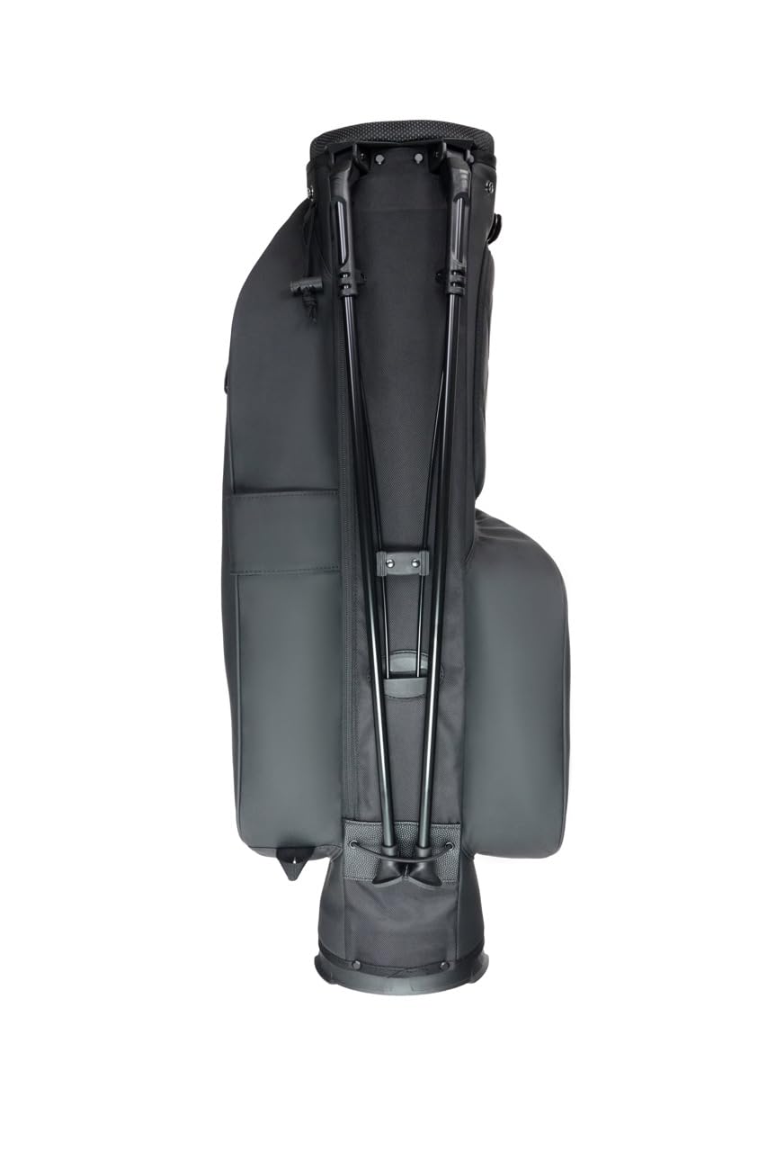 Gray golf bag with black interior on a white background